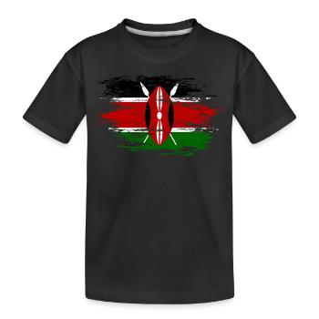 Kenia Flagge used - Kinder Premium Bio T-Shirt - Schwarz - Vorne