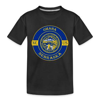 Omaha Nebraska Flag USA Travel Souvenir Badge - T-shirt bio Premium Enfant - noir - Devant