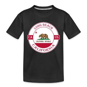 Long Beach California Flag USA Souvenir Badge - T-shirt bio Premium Enfant - noir - Devant