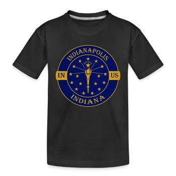 Indianapolis Indiana Flagge USA Souvenir Abzeichen - Kinder Premium Bio T-Shirt - Schwarz - Vorne