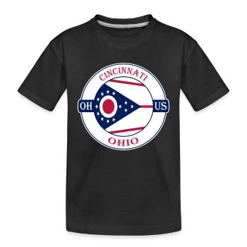 Cincinnati Ohio drapeau USA voyage Souvenir Badge - T-shirt bio Premium Enfant - noir - Devant