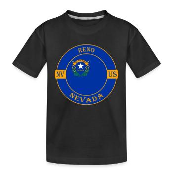 Reno Nevada Flag USA Travel Souvenir Badge - Kids' Premium Organic T-Shirt - black - Front