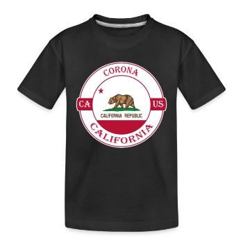 Corona California Flag USA Travel Souvenir Badge - Kids' Premium Organic T-Shirt - black - Front
