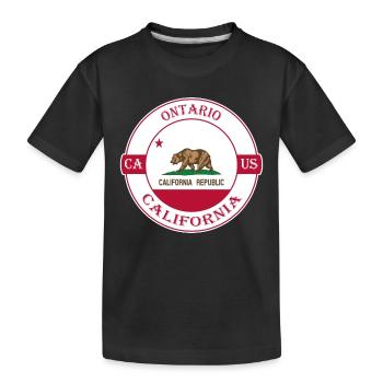Ontario California Flagge USA Travel Souvenir Badge - Kinder Premium Bio T-Shirt - Schwarz - Vorne