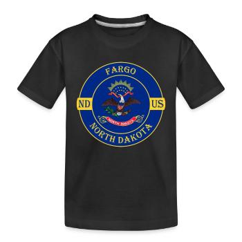 Fargo North Dakota Flag USA Travel Souvenir Badge - Kids' Premium Organic T-Shirt - black - Front