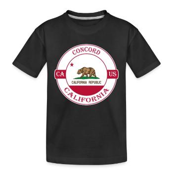 Concord California Flagge USA Reise Souvenir Abzeichen - Kinder Premium Bio T-Shirt - Schwarz - Vorne