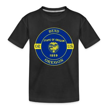 Bend Oregon Flagge USA Reise Souvenir Abzeichen - Kinder Premium Bio T-Shirt - Schwarz - Vorne