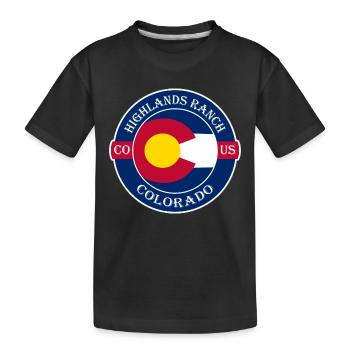 Highlands Ranch Colorado Flag USA Souvenir Logo - Kids' Premium Organic T-Shirt - black - Front