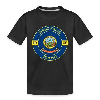Idaho Falls Idaho Flag USA Travel Souvenir Badge - T-shirt bio Premium Enfant - noir - Devant