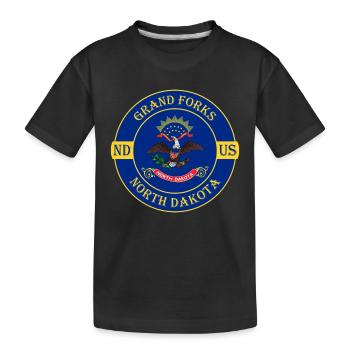 Grand Forks North Dakota Flag USA Souvenir Logo - Kids' Premium Organic T-Shirt - black - Front