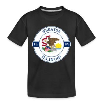 Wheaton Illinois Flag USA Travel Souvenir Badge - T-shirt bio Premium Enfant - noir - Devant