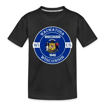 Wauwatosa Wisconsin Flagge USA Reise Souvenir Abzeichen - Kinder Premium Bio T-Shirt - Schwarz - Vorne
