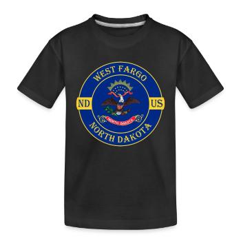 West Fargo North Dakota Flag USA Souvenir Badge - Kids' Premium Organic T-Shirt - black - Front