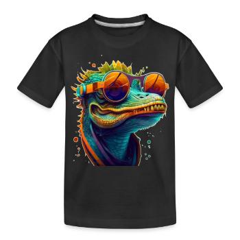 Crocodile ou alligator avec lunettes de soleil en été - T-shirt bio Premium Enfant - noir - Devant
