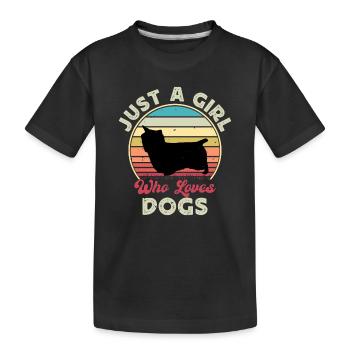 Australian Silky Terrier Dog Silhouette Retro Sun - T-shirt bio Premium Enfant - noir - Devant