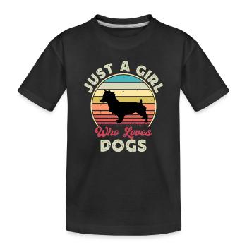 Australian Terrier Dog Silhouette Retro Sunset - T-shirt bio Premium Enfant - noir - Devant