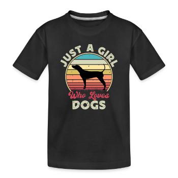 Black And Tan Coonhound Dog Silhouette Retro Sun - Kids' Premium Organic T-Shirt - black - Front