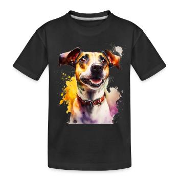 Jack Russel Hund Aquarell | Cooles Motiv - Kinder Premium Bio T-Shirt - Schwarz - Vorne