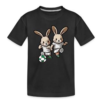 Bunnies Play Football Rabbit Rabbit Ball Sport - Kids' Premium Organic T-Shirt - black - Front
