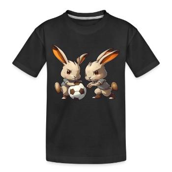 Bunnies Play Football Rabbit Rabbit Ball Sport - Kids' Premium Organic T-Shirt - black - Front
