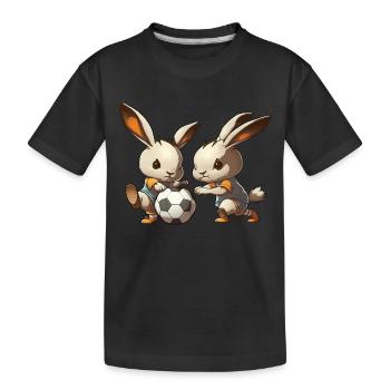 Bunnies Play Soccer Bunny Ball Sports - Kids' Premium Organic T-Shirt - black - Front