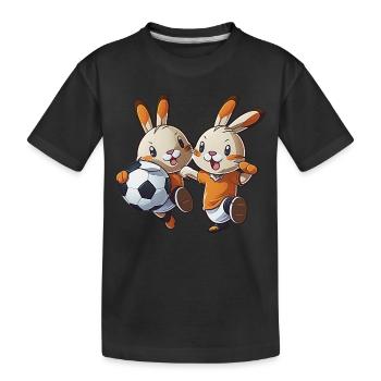 Rabbits Play Football Bunny Bunny Ball Sport - Kids' Premium Organic T-Shirt - black - Front