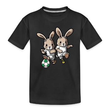 Rabbits Play Football Bunny Bunny Ball Sport - Kids' Premium Organic T-Shirt - black - Front