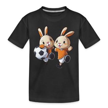 Bunnies Play Soccer Bunny Ball Sports - Kids' Premium Organic T-Shirt - black - Front