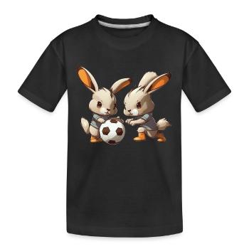 Rabbits Play Football Bunny Bunny Ball Sport - Kids' Premium Organic T-Shirt - black - Front