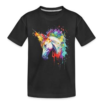 Licorne Magie Fantaisie Fable Couleurs Colorées Art - T-shirt bio Premium Enfant - noir - Devant