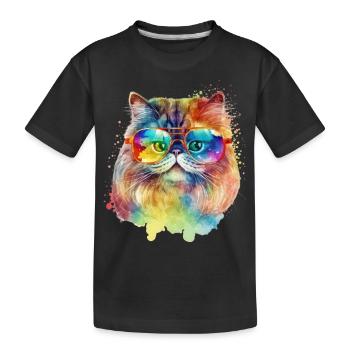 Chat persan coloré cool avec des lunettes de soleil chat - T-shirt bio Premium Enfant - noir - Devant