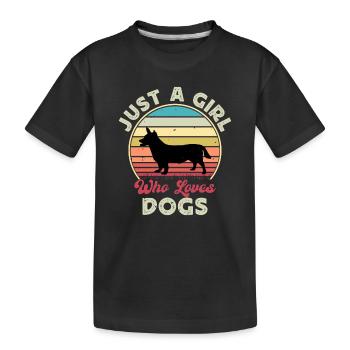 Lancashire Heeler Dog Love Silhouette Retro Sunset - Kinder Premium Bio T-Shirt - Schwarz - Vorne