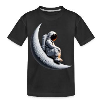 Astronaut im Halbmond - Kinder Premium Bio T-Shirt - Schwarz - Vorne