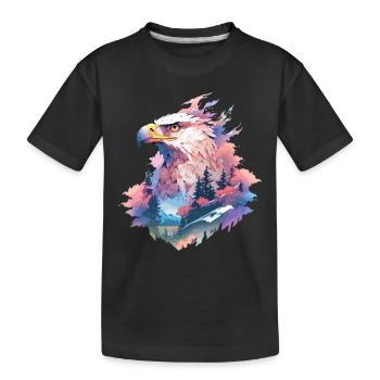 Adler Adlerkopf Natur Wildnis Wald Bäume Berge - Kinder Premium Bio T-Shirt - Schwarz - Vorne