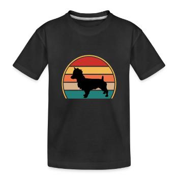 Australian Terrier Dog Silhouette Retro Sunset - T-shirt bio Premium Enfant - noir - Devant
