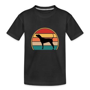 Black And Tan Coonhound Dog Silhouette Retro Sun - Kids' Premium Organic T-Shirt - black - Front