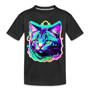 bunte Katze - Kinder Premium Bio T-Shirt - Schwarz - Vorne