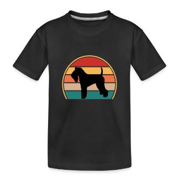 Kerry Blue Terrier Hund Silhouette Retro Sonnenuntergang - Kinder Premium Bio T-Shirt - Schwarz - Vorne