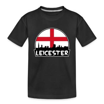 Leicester England Flag Skyline Silhouette Travel - Kids' Premium Organic T-Shirt - black - Front