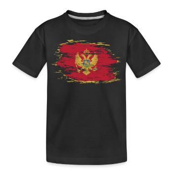 Montenegro Flagge used - Kinder Premium Bio T-Shirt - Schwarz - Vorne