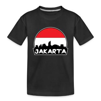 Jakarta Indonesien Flagge Skyline Silhouette Reisen - Kinder Premium Bio T-Shirt - Schwarz - Vorne