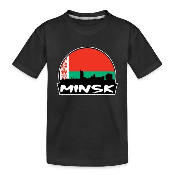 Minsk Weißrussland Flagge Skyline Silhouette Reisen - Kinder Premium Bio T-Shirt - Schwarz - Vorne