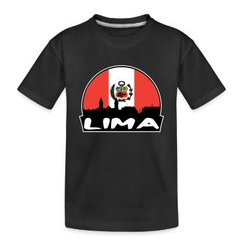 Lima Peru Flagge Skyline Silhouette Reisen - Kinder Premium Bio T-Shirt - Schwarz - Vorne
