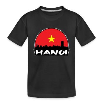 Hanoi Vietnam Flagge Skyline Silhouette Reisen - Kinder Premium Bio T-Shirt - Schwarz - Vorne
