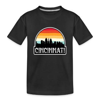 Cincinnati Ohio USA Flag Skyline Souvenir de voyage - T-shirt bio Premium Enfant - noir - Devant