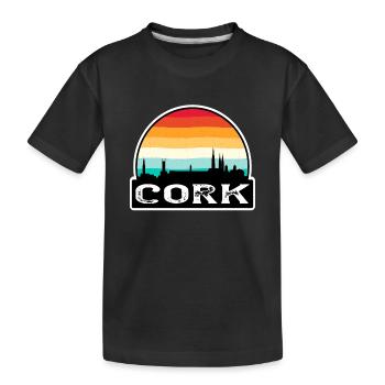 Cork Ireland Flag Skyline Travel Souvenir - Kids' Premium Organic T-Shirt - black - Front