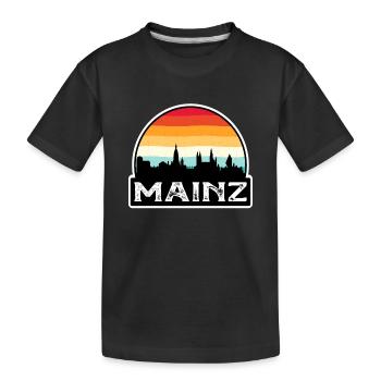Mainz Germany Flag Skyline Travel Souvenir - Kids' Premium Organic T-Shirt - black - Front