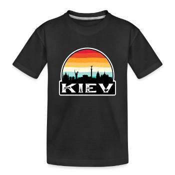 Kiew Ukraine Flagge Skyline Reisesouvenir - Kinder Premium Bio T-Shirt - Schwarz - Vorne