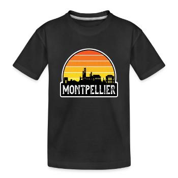 Montpellier Frankreich Flagge Skyline Reisesouvenir - Kinder Premium Bio T-Shirt - Schwarz - Vorne
