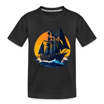Segelboot - Kinder Premium Bio T-Shirt - Schwarz - Vorne